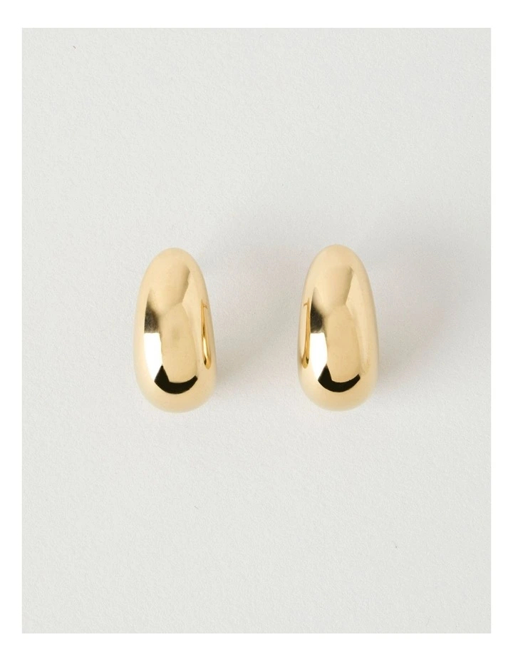 Waterproof Curved Earrings in Gold image 1