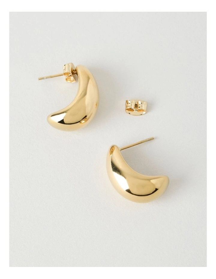 Waterproof Curved Earrings in Gold image 3