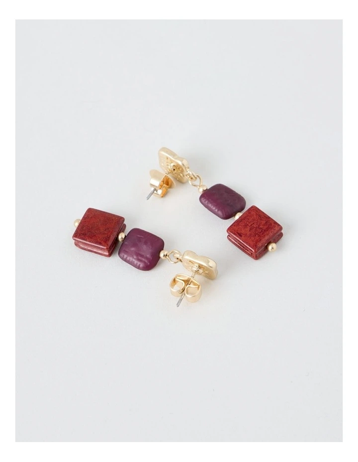 Square Bead Earring in Burgundy image 5