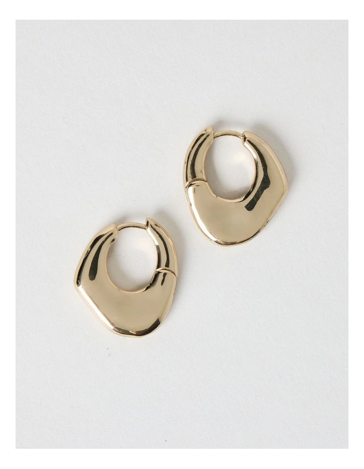 Flat Mini Hoop Earrings in Gold image 1