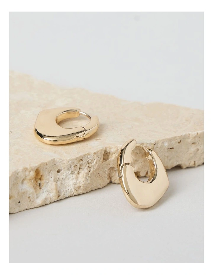 Flat Mini Hoop Earrings in Gold image 2