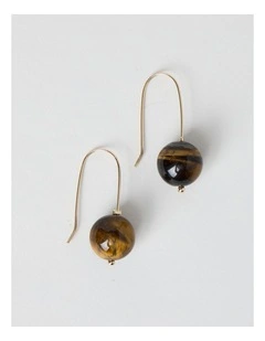 Ball Drop Hook Earring in Brown