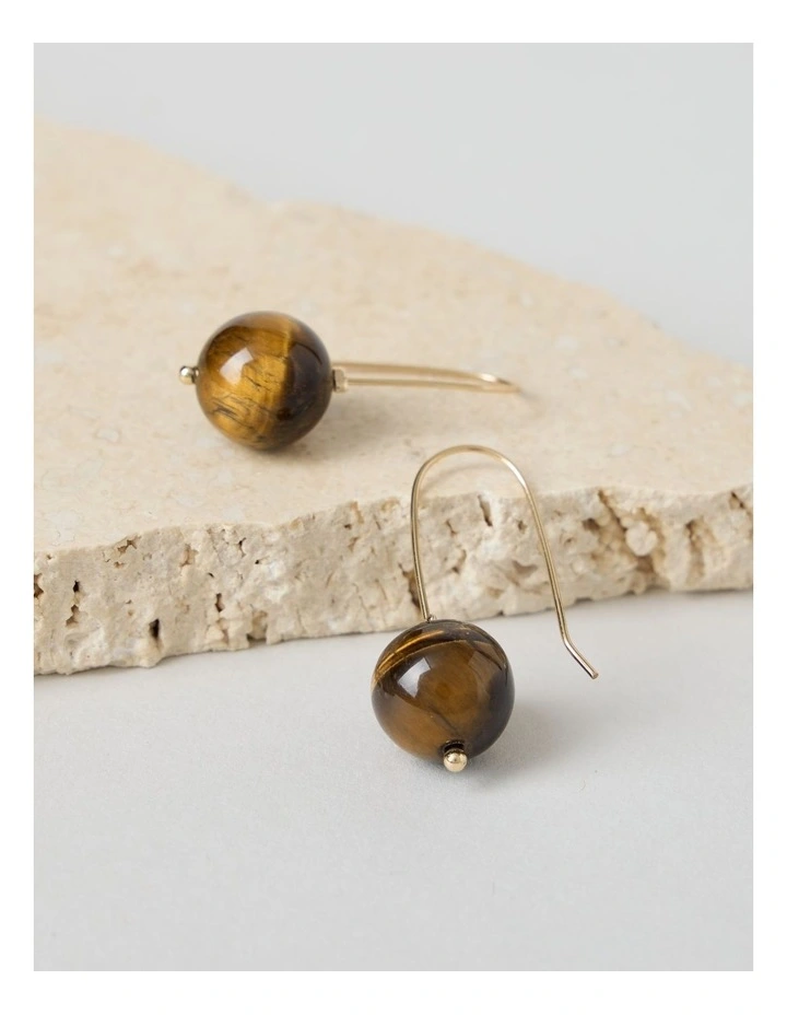 Ball Drop Hook Earring in Brown image 2