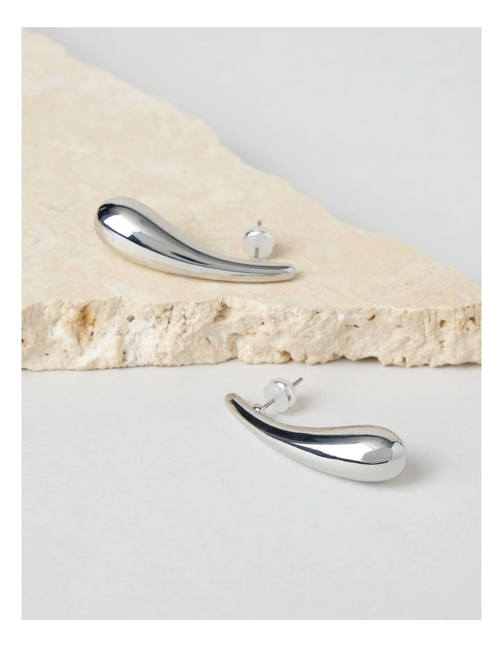 Smooth Drop Earring in Silver image 2