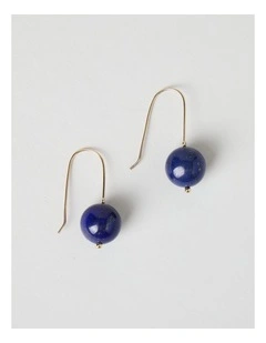 Ball Drop Hook Earring in Blue