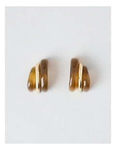 Opaque Twist Hoop Earring in Brown