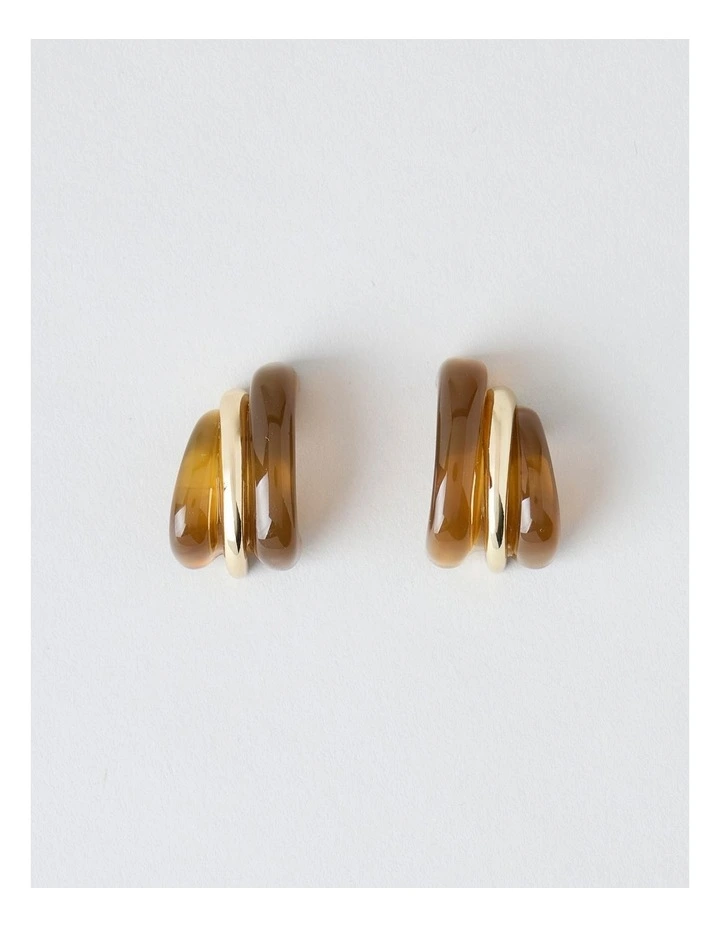 Opaque Twist Hoop Earring in Brown image 1