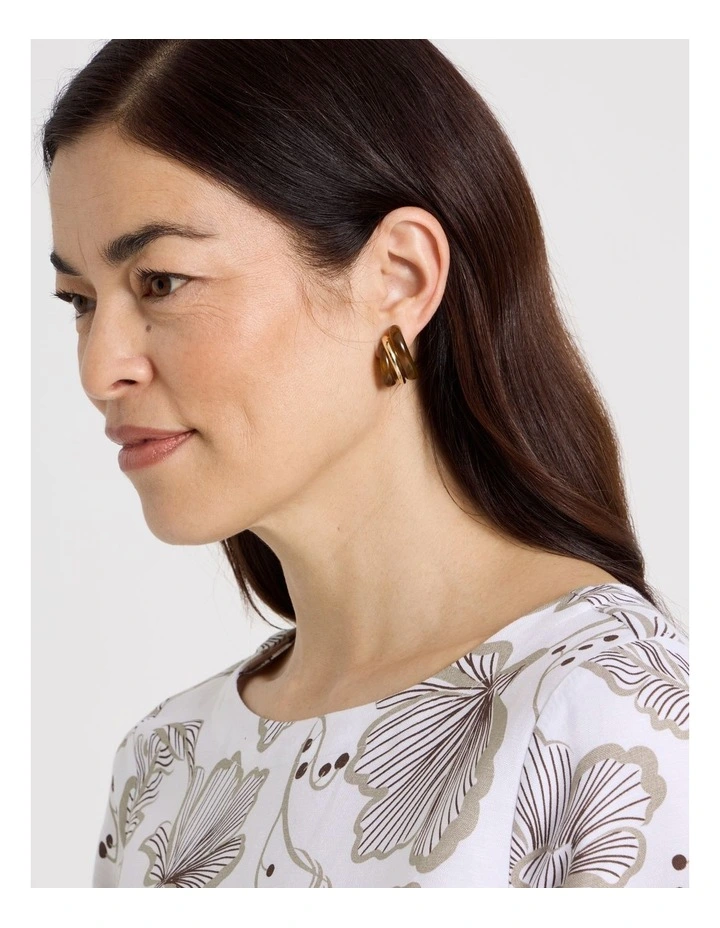 Opaque Twist Hoop Earring in Brown image 2