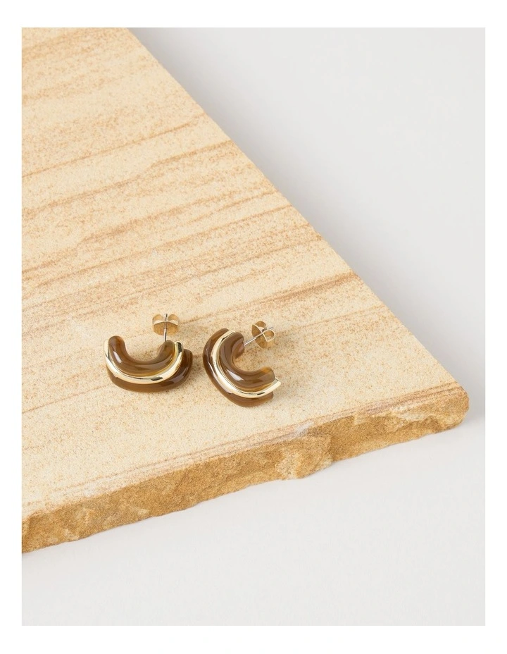 Opaque Twist Hoop Earring in Brown image 2