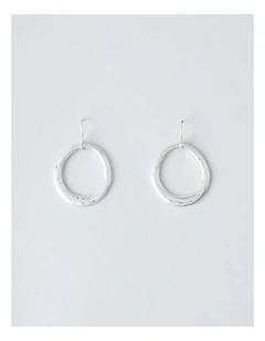 Open Circle Hook Earring in Silver