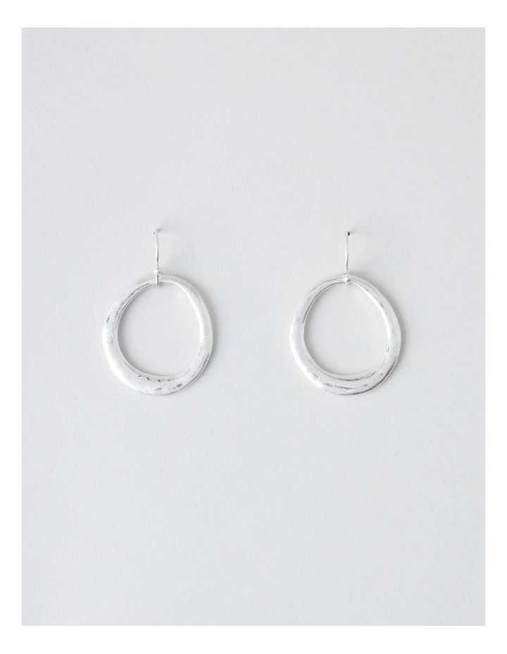 Open Circle Hook Earring in Silver image 1