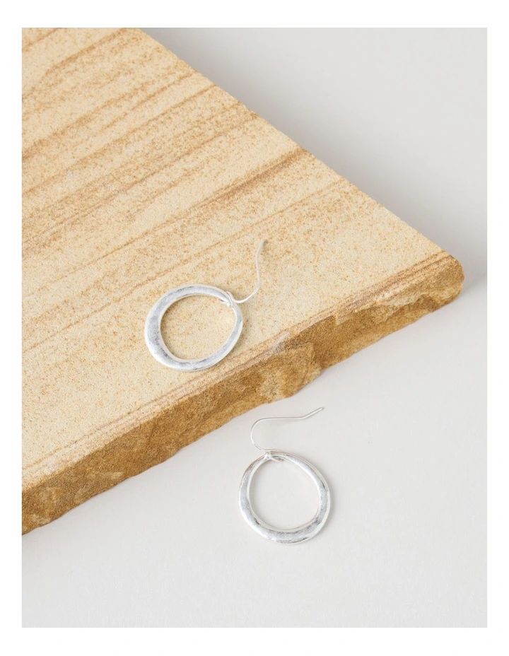 Open Circle Hook Earring in Silver image 2
