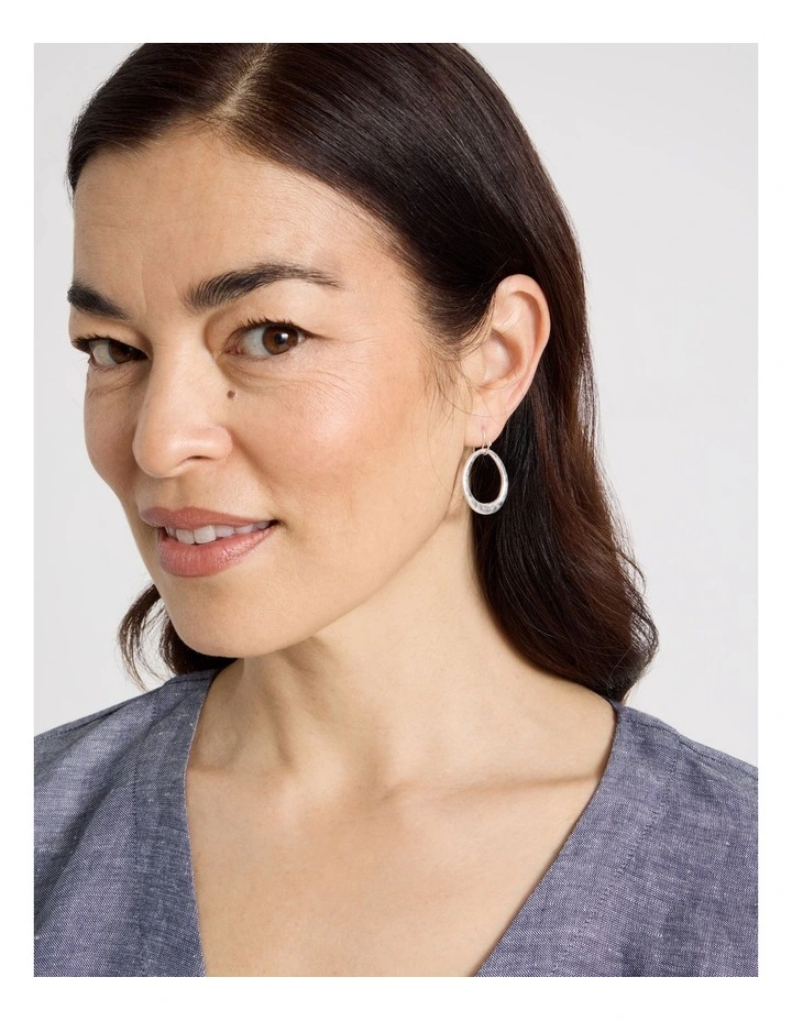 Open Circle Hook Earring in Silver image 4