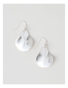 Wave Teardrop Hook Earring in Silver