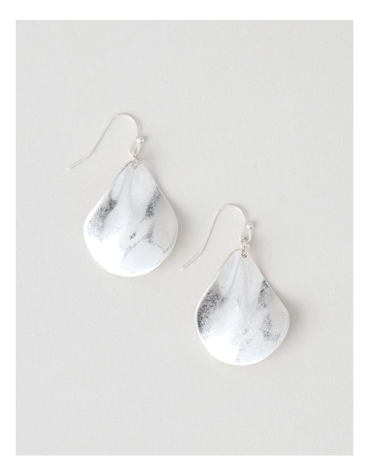 Wave Teardrop Hook Earring in Silver image 1