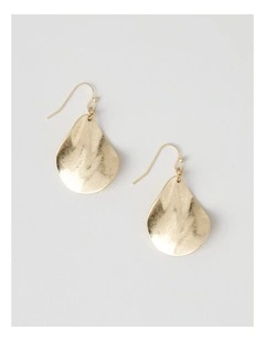 Wave Teardrop Hook Earring in Gold