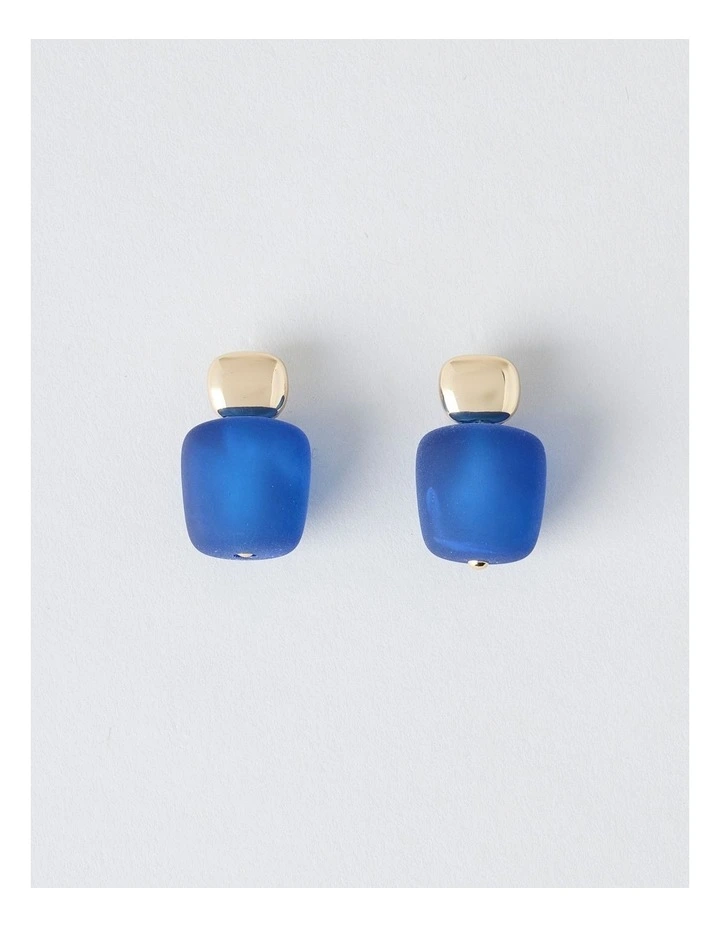 Frosted Cube Drop Earring in Blue image 1