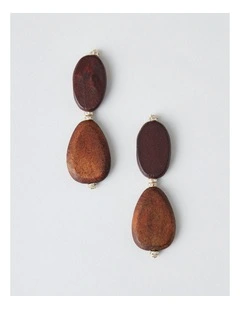 Bead Drop Earring in Brown