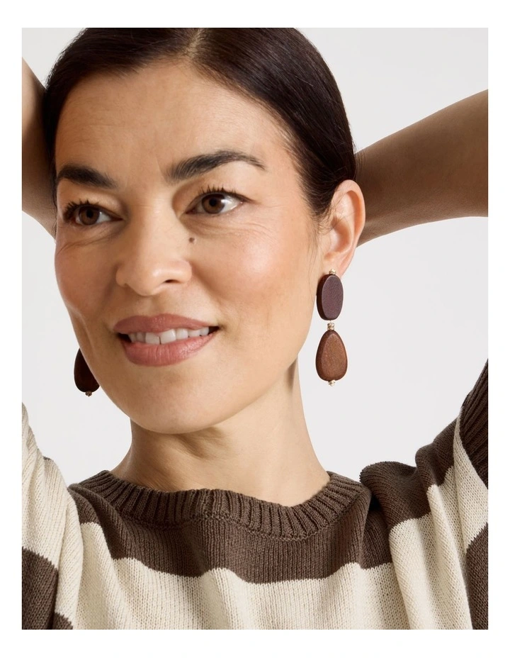 Bead Drop Earring in Brown image 5