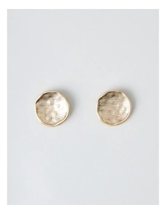 Beaten Circle Studs in Gold