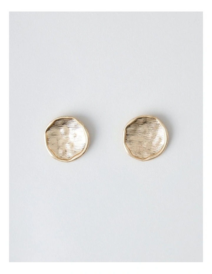Beaten Circle Studs in Gold image 1