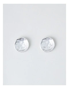 Beaten Circle Studs in Silver