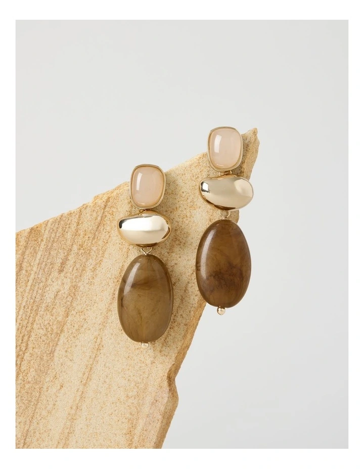Opaque Stone Drop Earring in Multi image 2