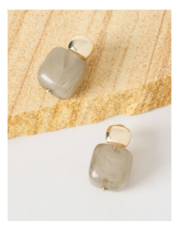 Cube Drop Earring in Covert Green image 1