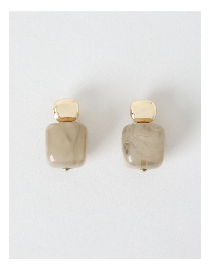 Cube Drop Earring in Covert Green image 2