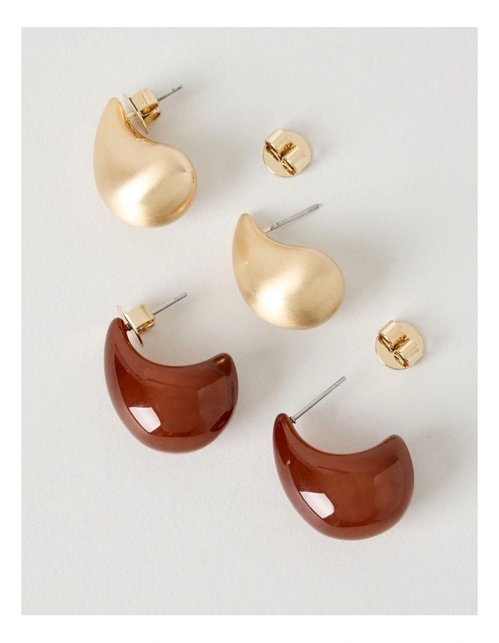 Droplet Earring 2 Pack in Gold image 2