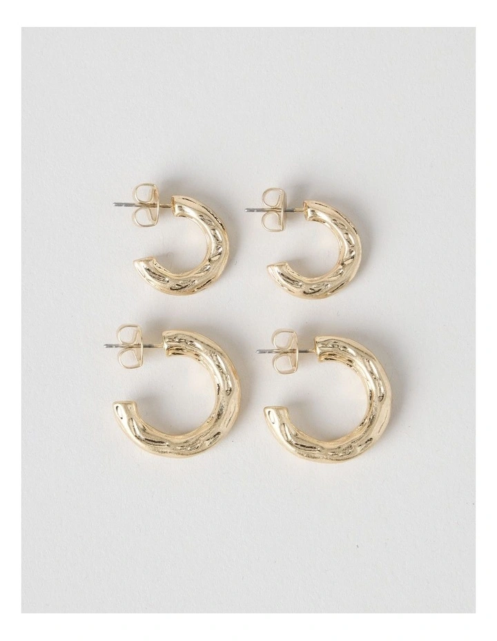 Matte Hoop Earrings 2-Pack in Gold image 1