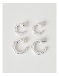 Matte Hoop Earrings 2-Pack in Silver