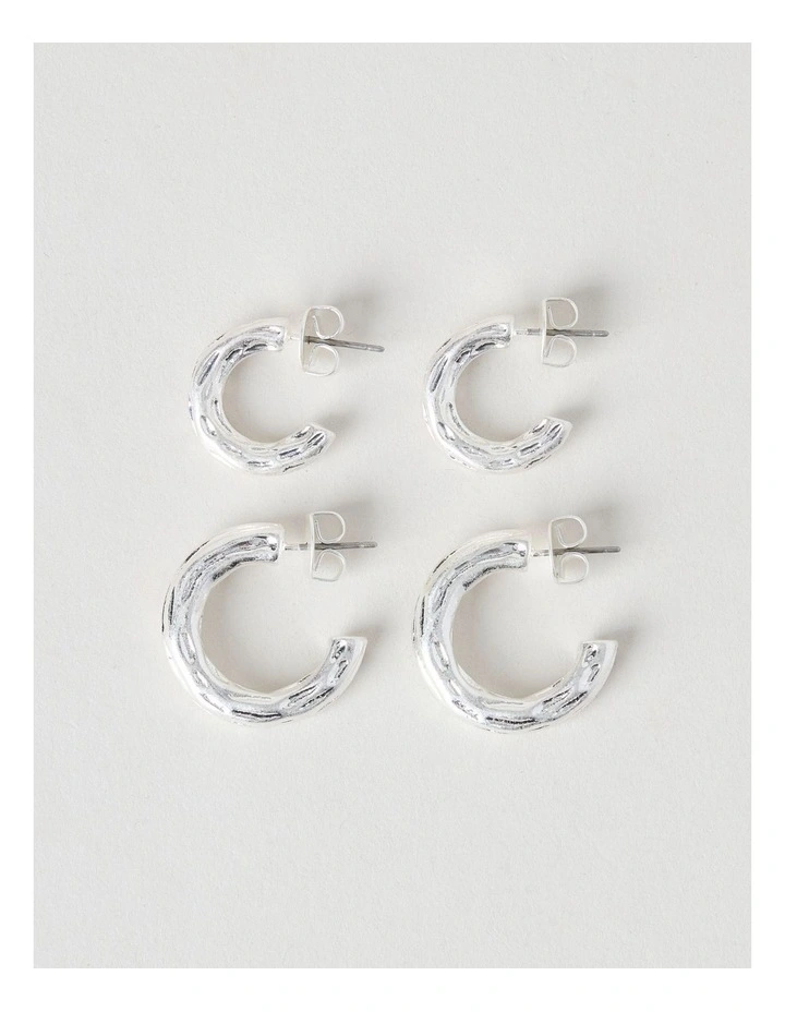 Matte Hoop Earrings 2-Pack in Silver image 1