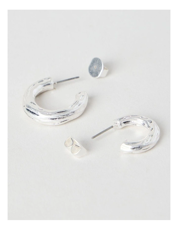 Matte Hoop Earrings 2-Pack in Silver image 2