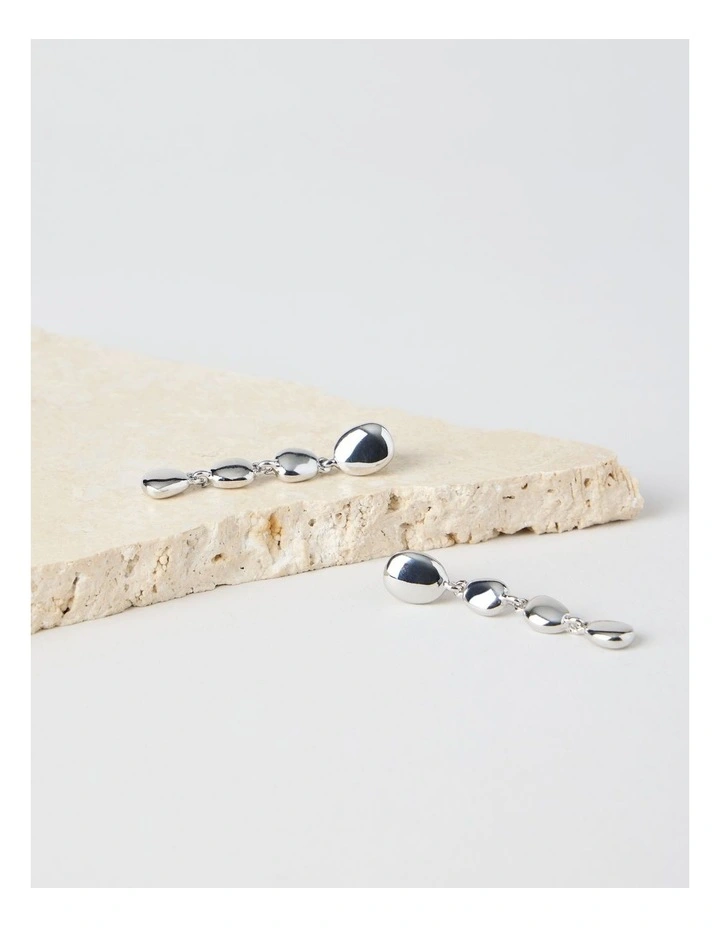 Bead Drop Earrings in Silver image 2