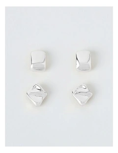 Mini Stud Earrings in Silver 2 Pack