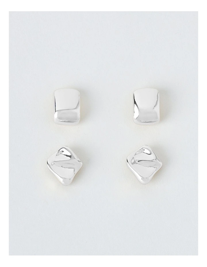 Mini Stud Earrings in Silver 2 Pack image 1