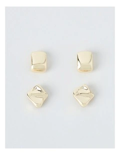 Mini Stud Earrings in Gold 2 Pack