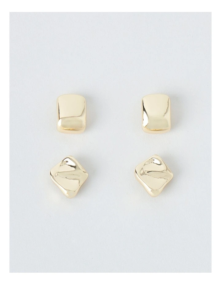 Mini Stud Earrings in Gold 2 Pack image 1