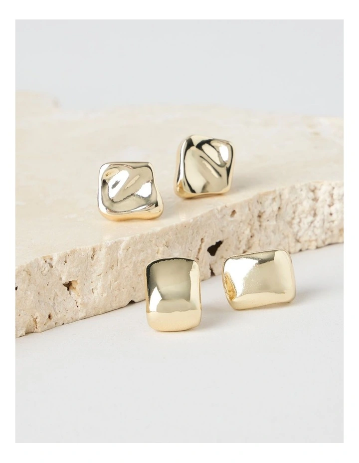 Mini Stud Earrings in Gold 2 Pack image 2