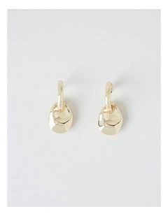 Nugget Drop On Hoop Earring in Gold