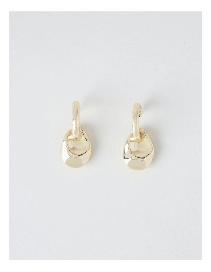 Nugget Drop On Hoop Earring in Gold image 1
