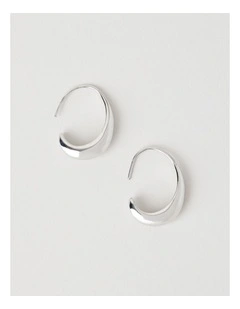 Smooth Curved Hoop Earrings in Silver