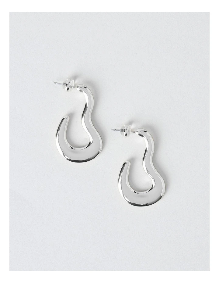 Wave Hoop Earrings in Silver image 2