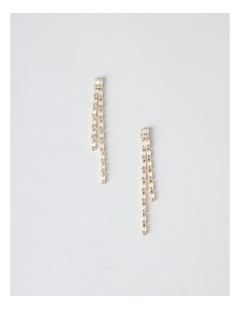 Diamante Drop Earrings in Gold