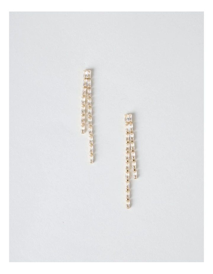 Diamante Drop Earrings in Gold image 1