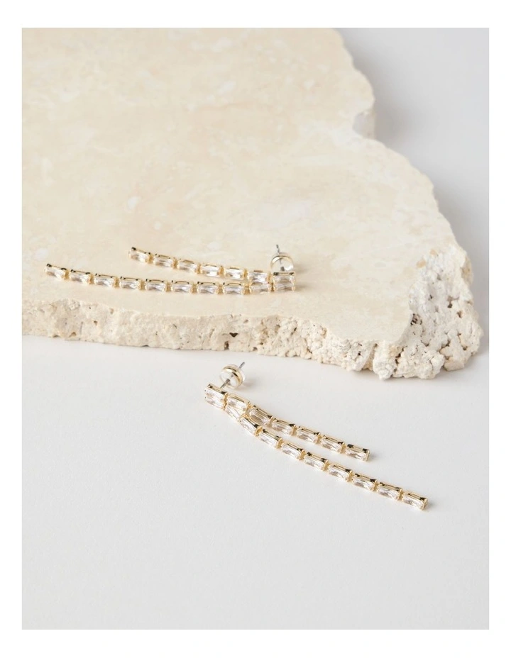 Diamante Drop Earrings in Gold image 2