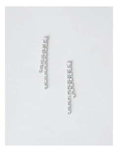 Diamante Drop Earrings in Silver