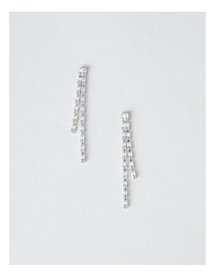 Diamante Drop Earrings in Silver image 1