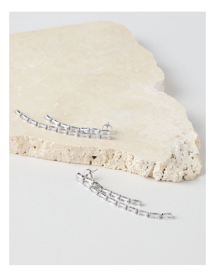 Diamante Drop Earrings in Silver image 2